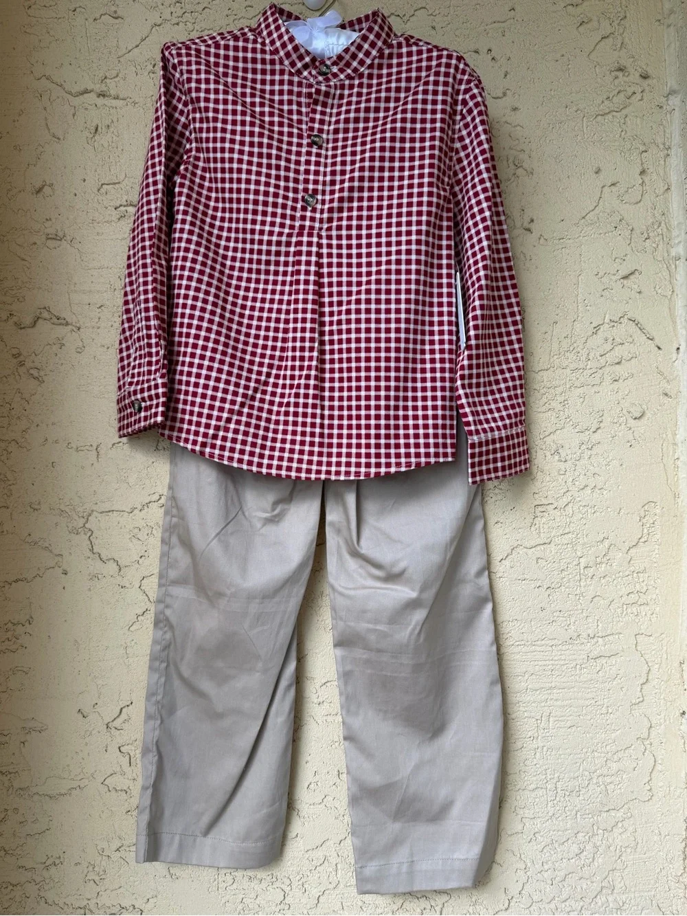 Edgehill Collection Boys Check Long Sleeve Shirt and Pants Set 2T